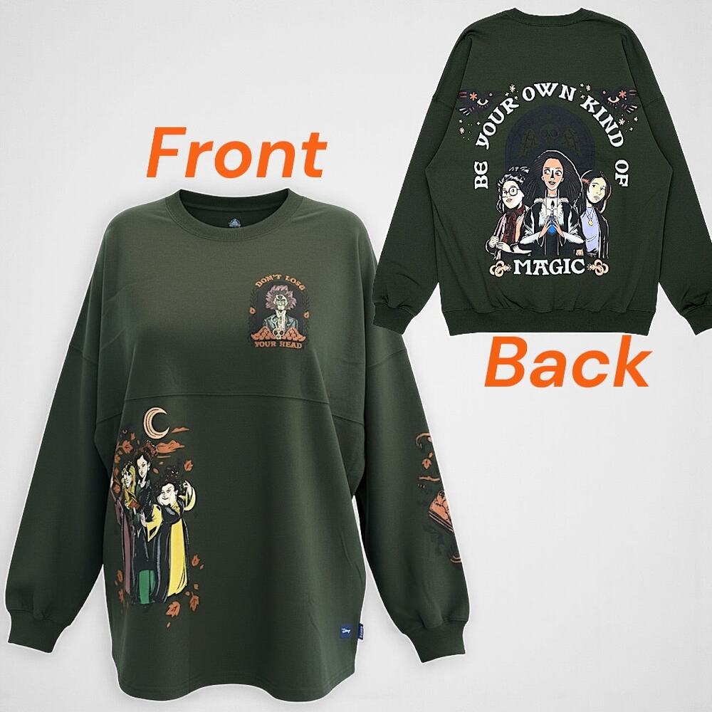 Disney Hocus Pocus Spirit Jersey Long Sleeve Graphic T-Shirt Green XXL - New